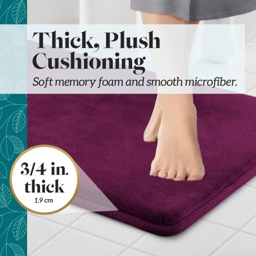 Memory Foam Bath Mat Non Slip Absorbent Super Cozy Velvet Bathroom Rug Carpet (60 inches X 17 inches, Eggplant)