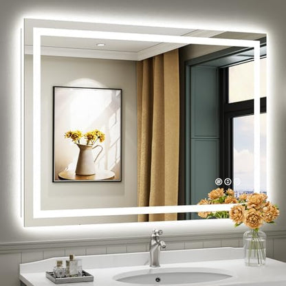 Briivue 48x36 Inch LED Bathroom Mirror with Lights, Backlit & Front Lit