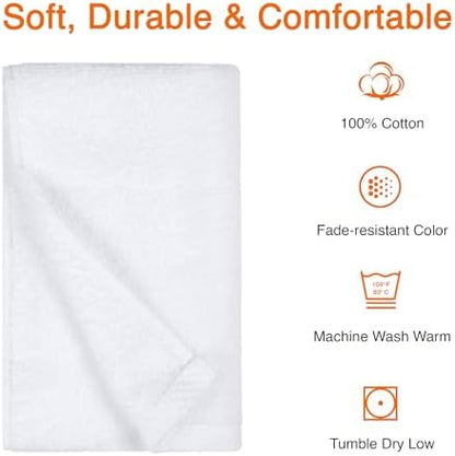 Amazon Basics 8-Pack Soft, Highly Absorbent, Quick-Dry Hand Towels, 100% Cotton, 28" x 16", White
