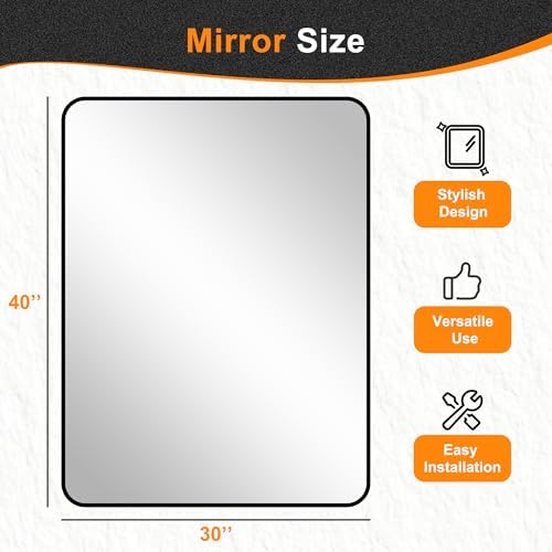 Delma Bathroom Vanity Mirror, Black Framed Mirror for Over Sink, 30x40