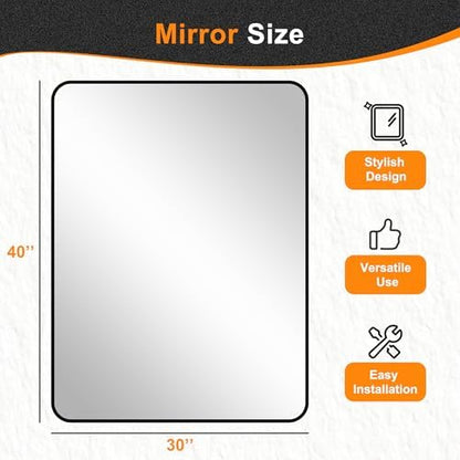 Delma Bathroom Vanity Mirror, Black Framed Mirror for Over Sink, 30x40