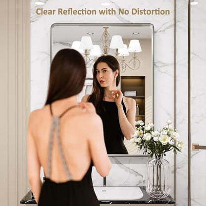 LOAAO 32X36 Inch Brushed Nickel Bathroom Mirror