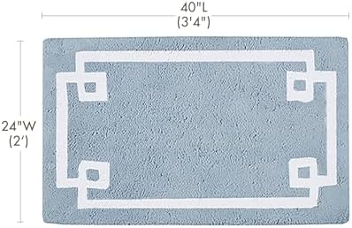 Madison Park Evan 100% Cotton Bath Rug Plush Absorbent, 24" x 40", Blue