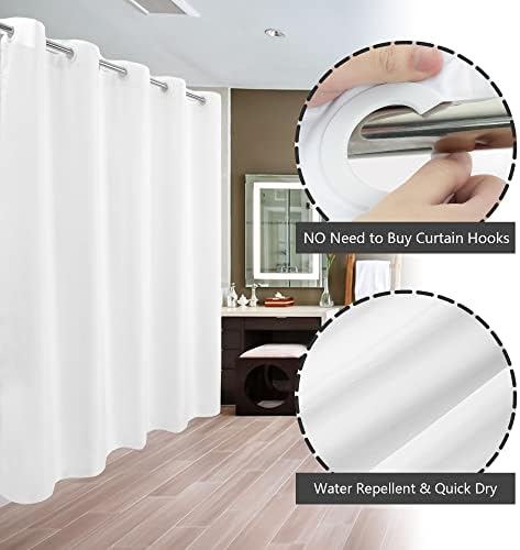 River Dream No Hook Long Shower Curtain or Liner Microfiber White, 71x80