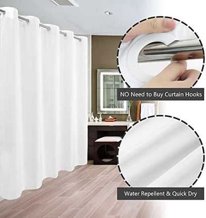 River Dream No Hook Long Shower Curtain or Liner Microfiber White, 71x80