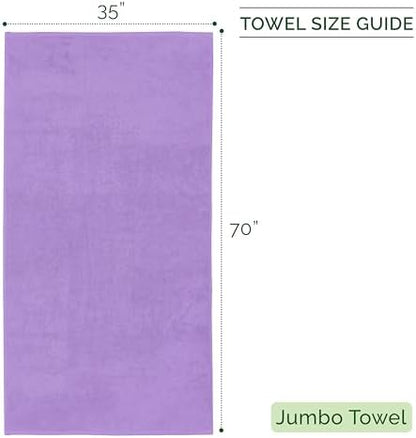 Elegant Comfort 100% Turkish Cotton Corduroy Ribbed Luxury Jumbo Bath Towel Ultra Soft - 35 x 70 Inch - Luxury Spa Premium Hotel Quality Highly Absorbent and Quick Dry Large Bath Towel, Lilac