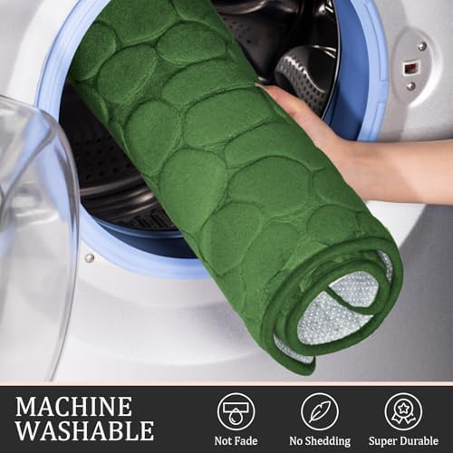 YIHOUSE Bathroom Rugs Mat Set, Memory Foam Bath Mat 3 Piece Green