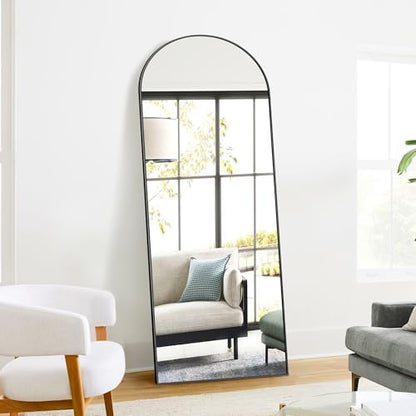 Arched Full Length Mirror, 70"x24" Standing Body Mirror for Wall, Black