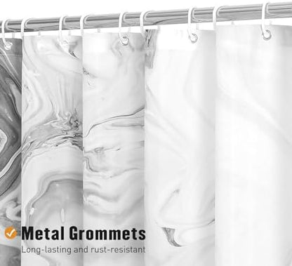Grey Marble Fabric Shower Curtain, Abstract Watercolor, 36 x 72 Inches