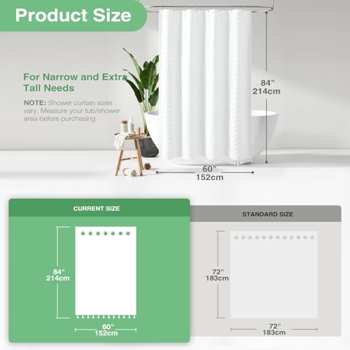 Dynamene Stall Boho Farmhouse Shower Curtain Tufted Chevron 60"x84" White