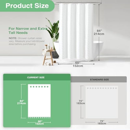 Dynamene Stall Boho Farmhouse Shower Curtain Tufted Chevron 60"x84" White