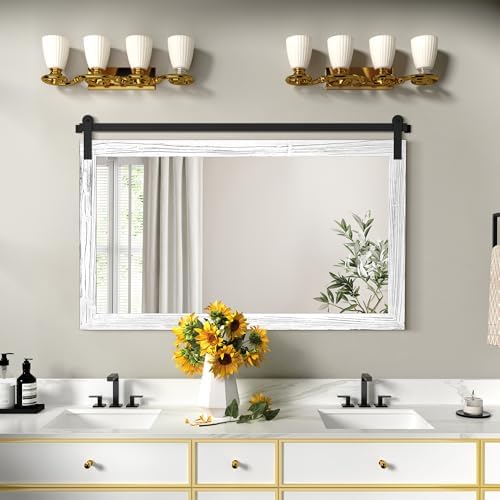 COGOOD Farmhouse Bathroom Mirrors for Over Sink - 30 x 45 White