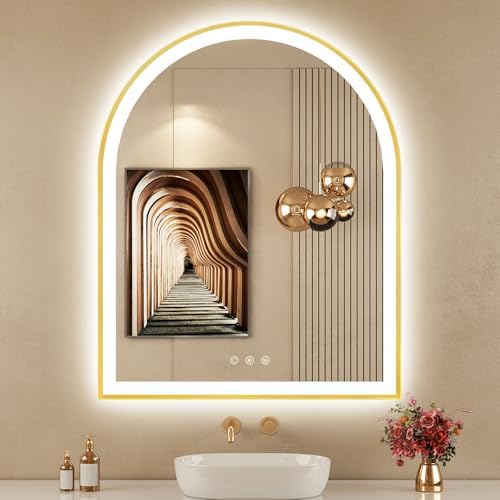 30"x36" Arched LED Lighted Bathroom Mirror with Lights