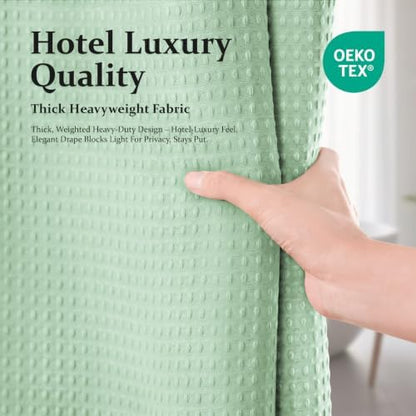 Dynamene Extra Long Waffle Shower Curtain 256 GSM Fabric 72"x84" Mint Green