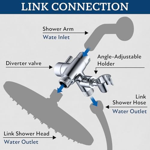 G-Promise Solid Metal Shower Head Diverter with Holder 3-Way