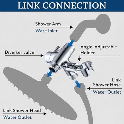G-Promise Solid Metal Shower Head Diverter with Holder 3-Way
