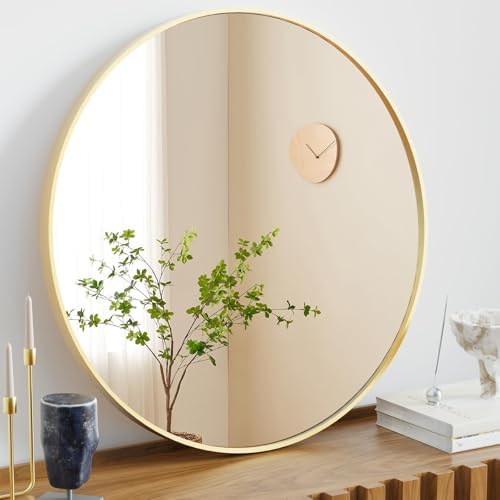 NEWBULIG 28 Inch Round Bathroom Mirror, Wall Mount Vanity Mirror