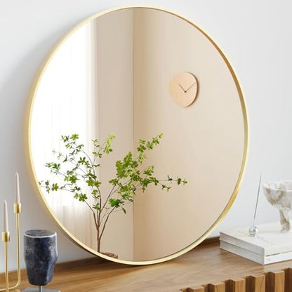 NEWBULIG 28 Inch Round Bathroom Mirror, Wall Mount Vanity Mirror