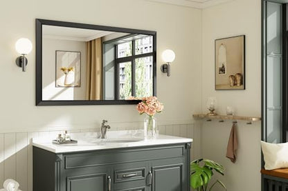 Briivue Black Metal Framed Bathroom Wall Mirror, 50x30 Inch