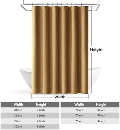 MIULEE 72 x 84 Extra Long Linen Shower Curtain Gold 12 Metal Hooks