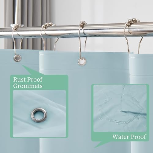 Mrs Awesome Light Blue Shower Curtain Liner with 3 Magnets, 72x72