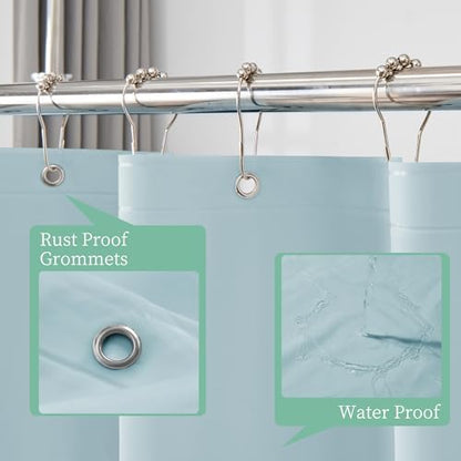 Mrs Awesome Light Blue Shower Curtain Liner with 3 Magnets, 72x72