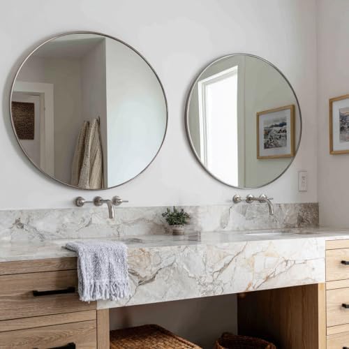 Sunniry Silver Bathroom Mirror 30 inch, 2 Pack Wall Mirror with Metal Frame