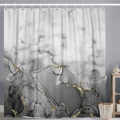 Gray Marble Waterproof Bathroom Shower Curtain 65x72 inches