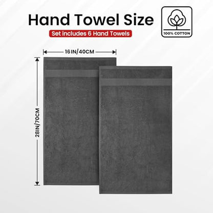 Infinitee Xclusives 100% Cotton Hand Towels for Bathroom - Set of 6
