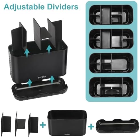 Boperzi Toothbrush Holders for Bathrooms Organizers and Storage, Large Tooth Brush Holders with Drainage, Anti-Slip Electric Toothbrush and Toothpaste Holders Caddy for Shower Kids Family, Black