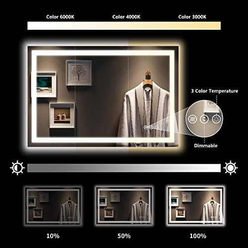48x32 LED Bathroom Mirror with Lights, Lighted Vanity Mirror