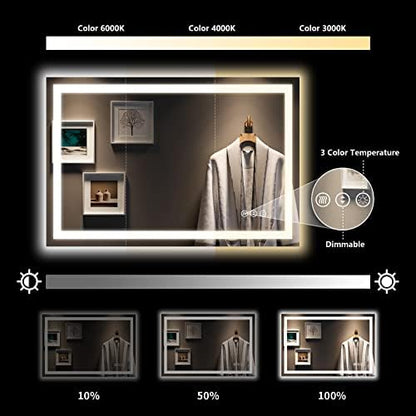 48x32 LED Bathroom Mirror with Lights, Lighted Vanity Mirror