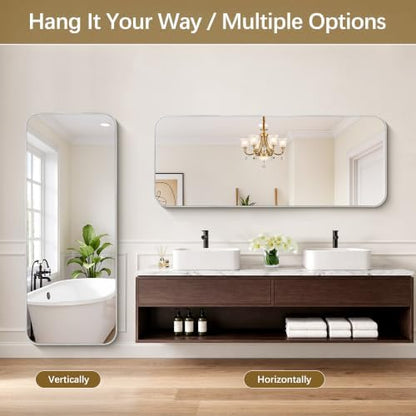 DESBING 60"x24" Bathroom Mirror for Over Sink, Silver Framed Wall Mirror