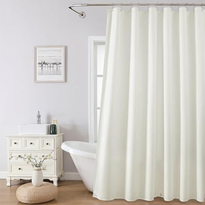 2 Pack Water-Repellent Fabric Shower Curtain Liner, 72x72 Cream