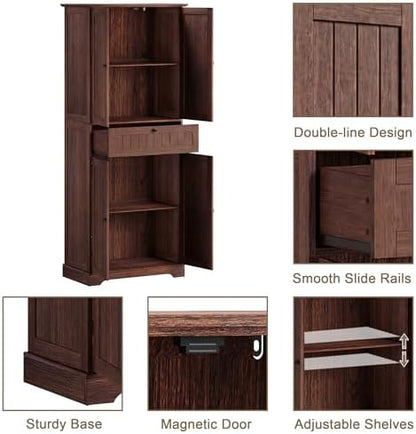ChooChoo 51" H Bathroom Floor Cabinet with Drawer and Adjustable Shelves