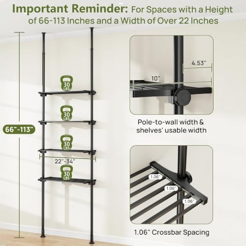 ALLZONE Tension Mount Over The Toilet Storage Shelf, No-Drill, Slim Design