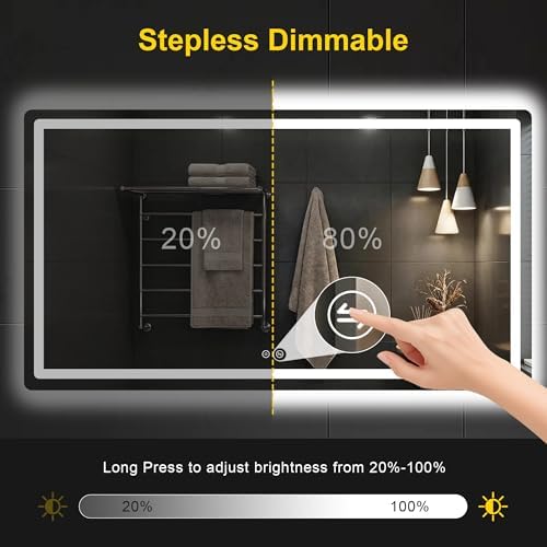 LED Bathroom Mirror with Lights, 30"x55" Lighted Vanity Mirror for Wall