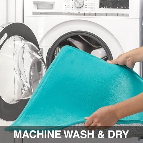 Memory Foam Bath Mat Non Slip Absorbent Super Cozy Velvet Bathroom Rug Carpet (60 inches X 24 inches, Teal)