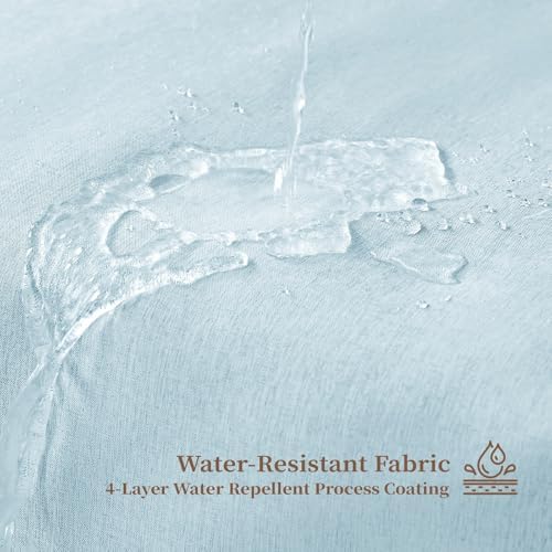 BTTN Boho Scalloped Linen Textured Cloth Shower Curtain, 72x84, Fog Blue