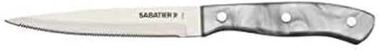 Sabatier Triple Riveted Serrated Utility Knife, 5-Inch, Razor-Sharp Kitchen Knife to Cut Fruit, Vegetables and more, High-Carbon Stainless Steel, Gray