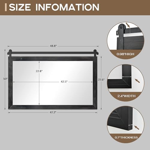 COGOOD Farmhouse Bathroom Mirrors for Over Sink - 30 x 49 Black
