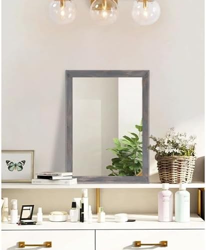 AAZZKANG Wooden Mirror Rectangle Rustic Mirrors for Wall Decorative for Bedroom Bathroom Living Room Entryway Hanging Home Decor