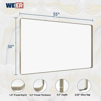 WEER Brushed Nickel Bathroom Vanity Mirror 55X30 Inch