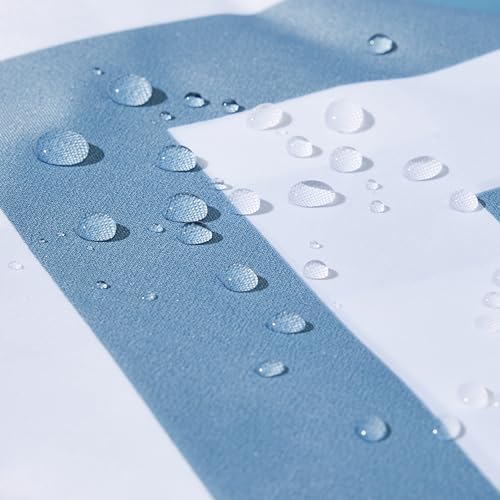 Amazon Basics Bathroom Shower Curtain, Water Resistant Fabric with Weighted Hem, Grommets & Hooks, Machine Washable, 72"x72", Blue Ombre Chevron
