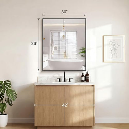 Sweetcrispy Bathroom Mirror, 30" x 36" Rectangle Wall Mount Mirrors