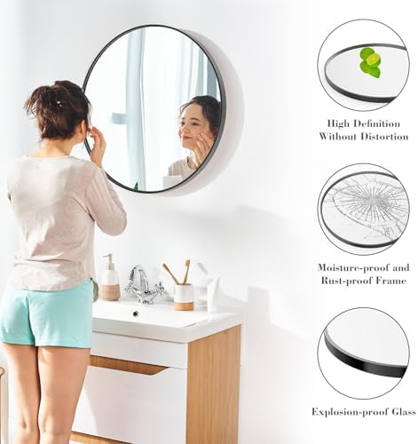 Sweetcrispy 30 in Round Bathroom Wall Mirror, Vanity Mirrors for Over Sink
