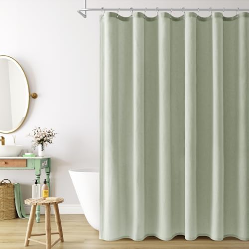 Naturoom Linen Shower Curtain 78 Inch Long for Bathroom Mist Sage 1 Panel