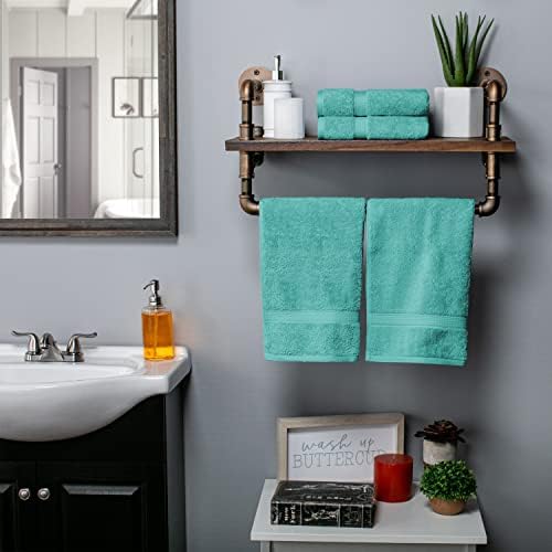 SUPERIOR Egyptian Cotton Plush & Absorbent, Hand Towel Set of 4, Turquoise
