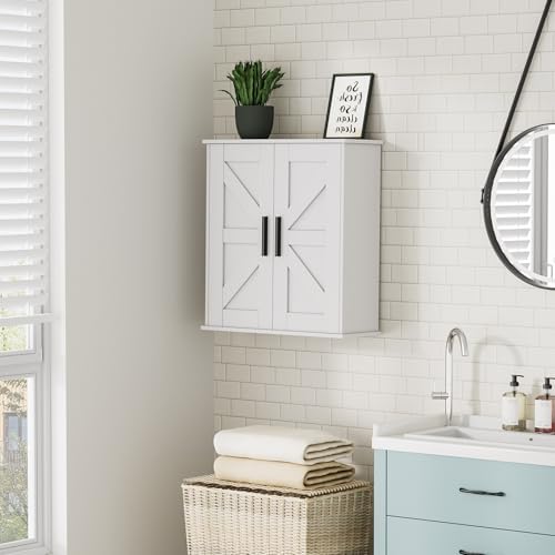 Homleke Bathroom Wall Cabinet, Medicine Cabinet with Adjustable Shelves