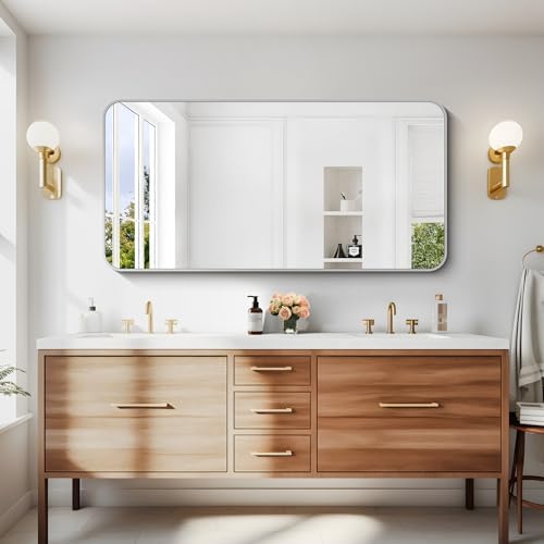 DESBING 24" x 48"Bathroom Mirror, Sliver Wall Mirror with Metal Frame, Decorative Rectangular Vanity Mirror for Bedroom Bathroom Living Room Entryway (Horizontal/Vertical)